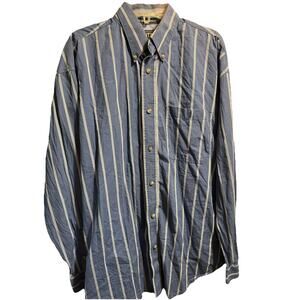 Wrangler Vintage Twenty X Men’s M Shirt Blue Striped Long Sleeve Button Cotton
